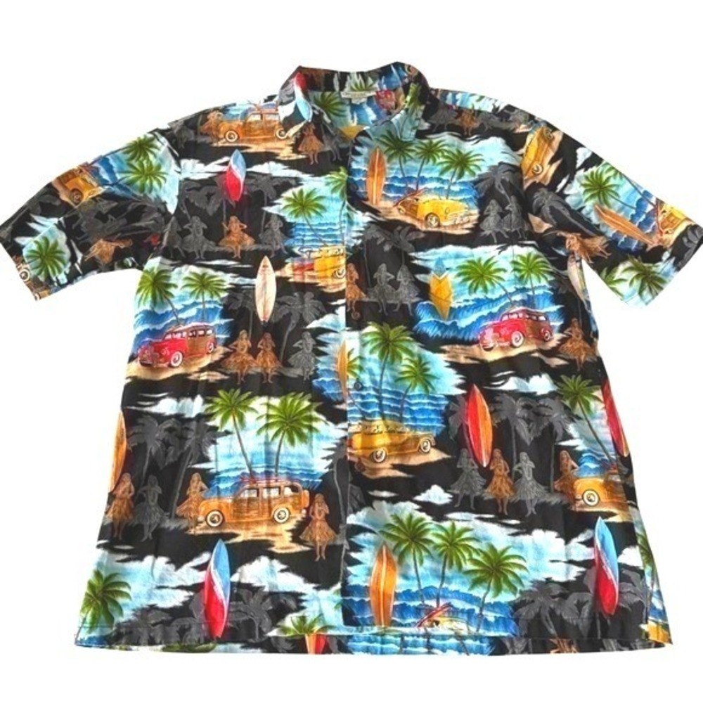 Pacific‎ Legend Hawaiian Aloha Shirt Men's 2XL Surf Woody Print Made in Hawaii